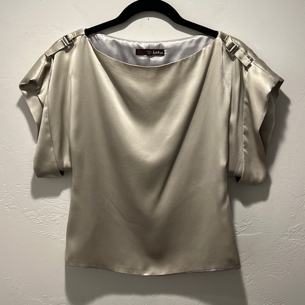 Kooba Classic Silk Top Silver Women’s Size XS